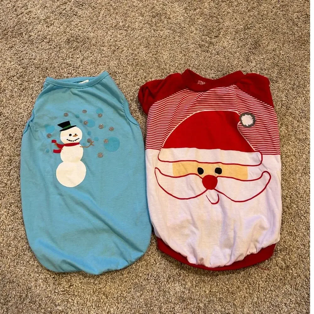 2 pack Dog Christmas Shirts Great Used Condition